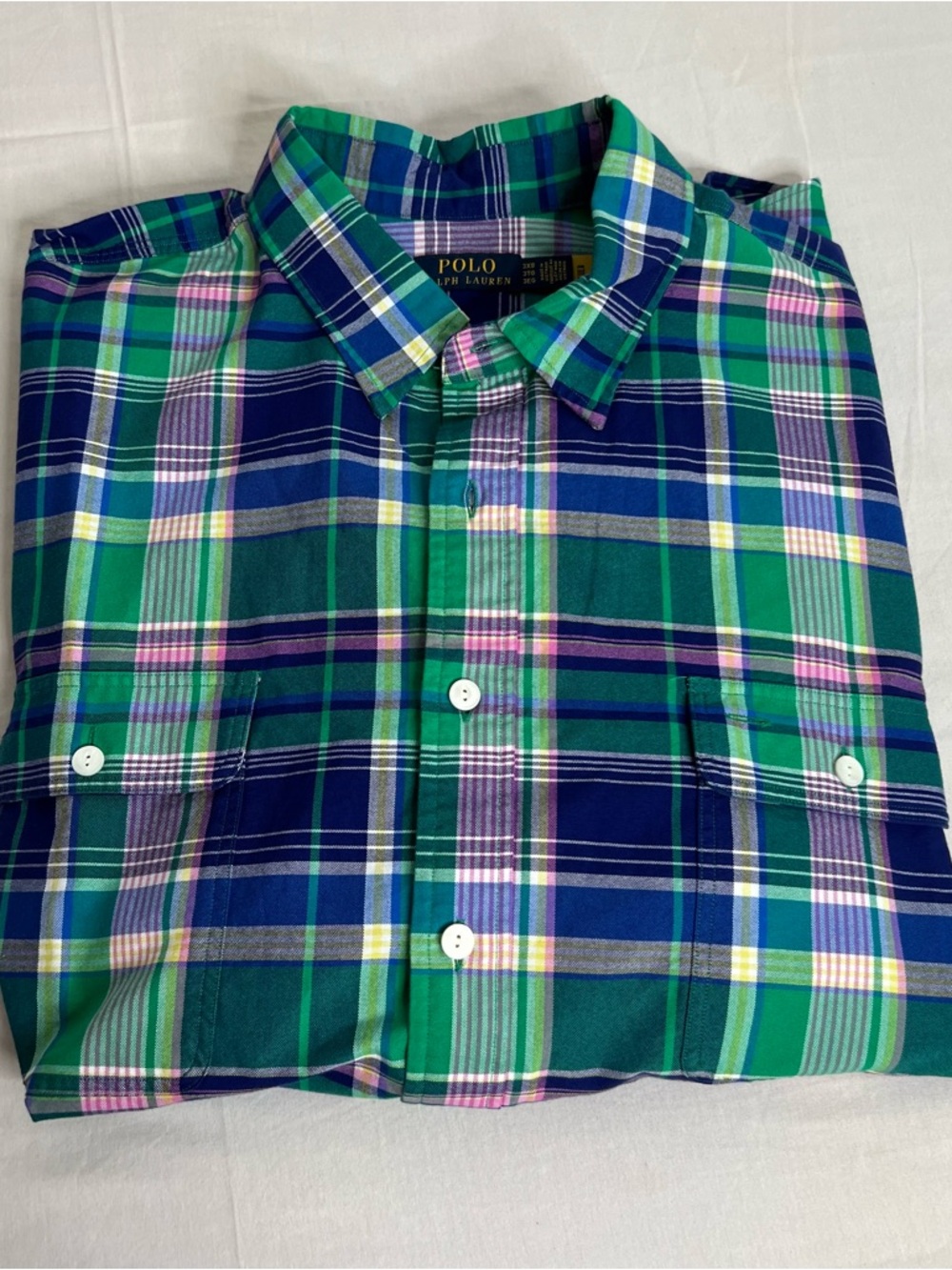 Polo Ralph Lauren Classic Fit Men's Shirt  Blue Green Plaid  Long Sleeve  3XB